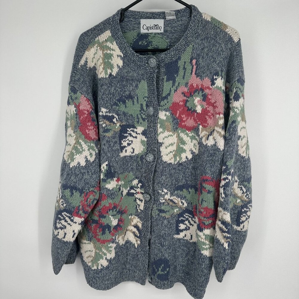 Capistrano Women's Floral Print‎ Cardigan Vintage size 26